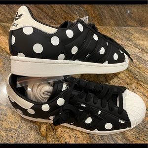Adidas Superstar Shoes US 9 Black Polka Dots